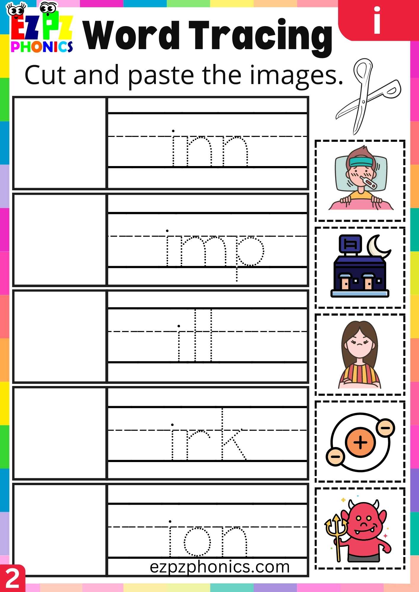 Group2 Letter I Word Tracing Beginning Sounds Worksheet